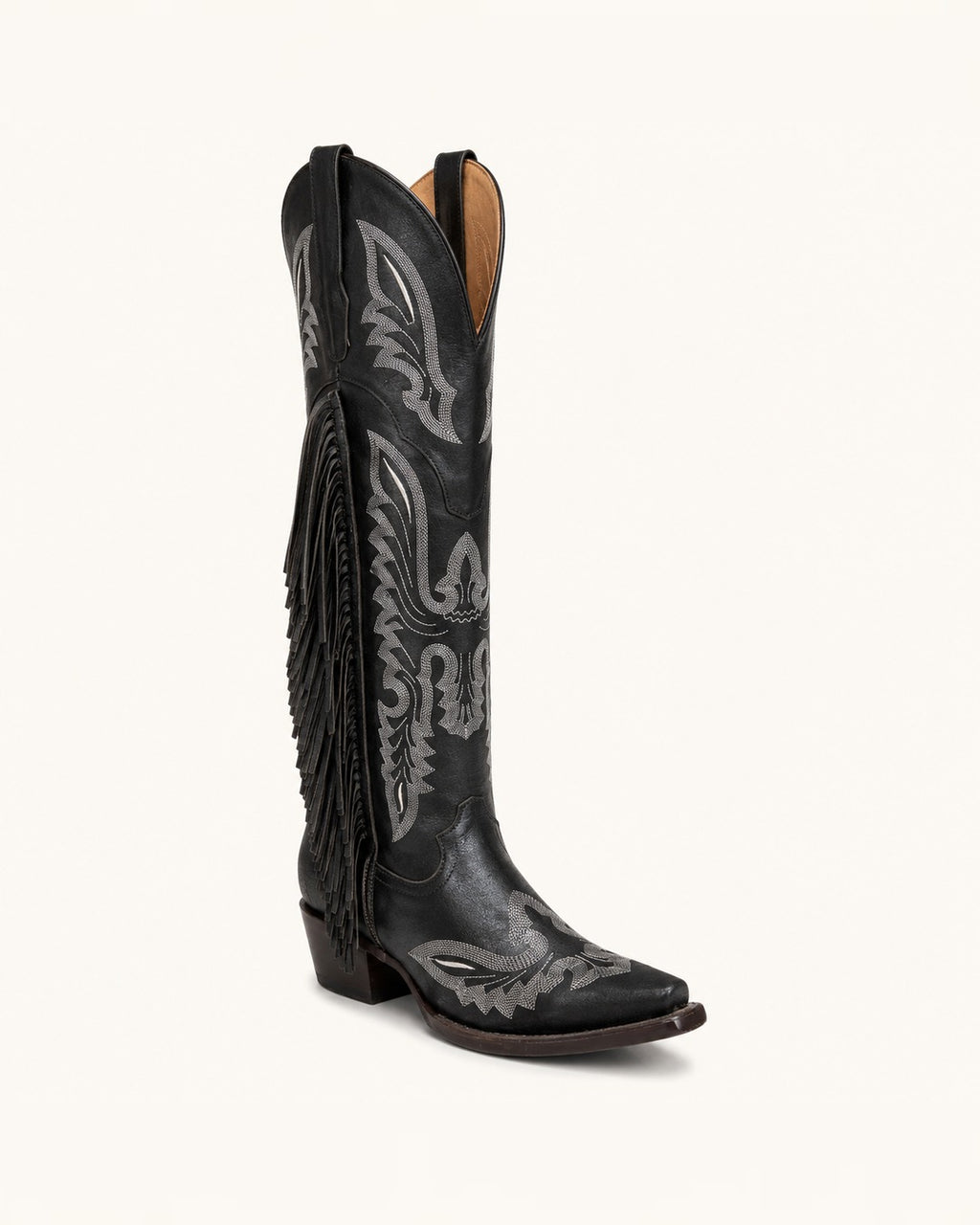 La Gitana Black Boot with Fringe and Embroidery