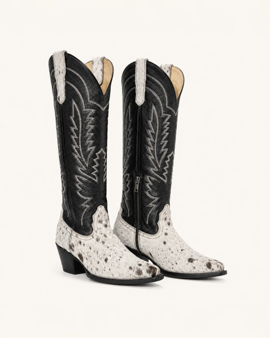 La Luna in White Hair-On Cowhide