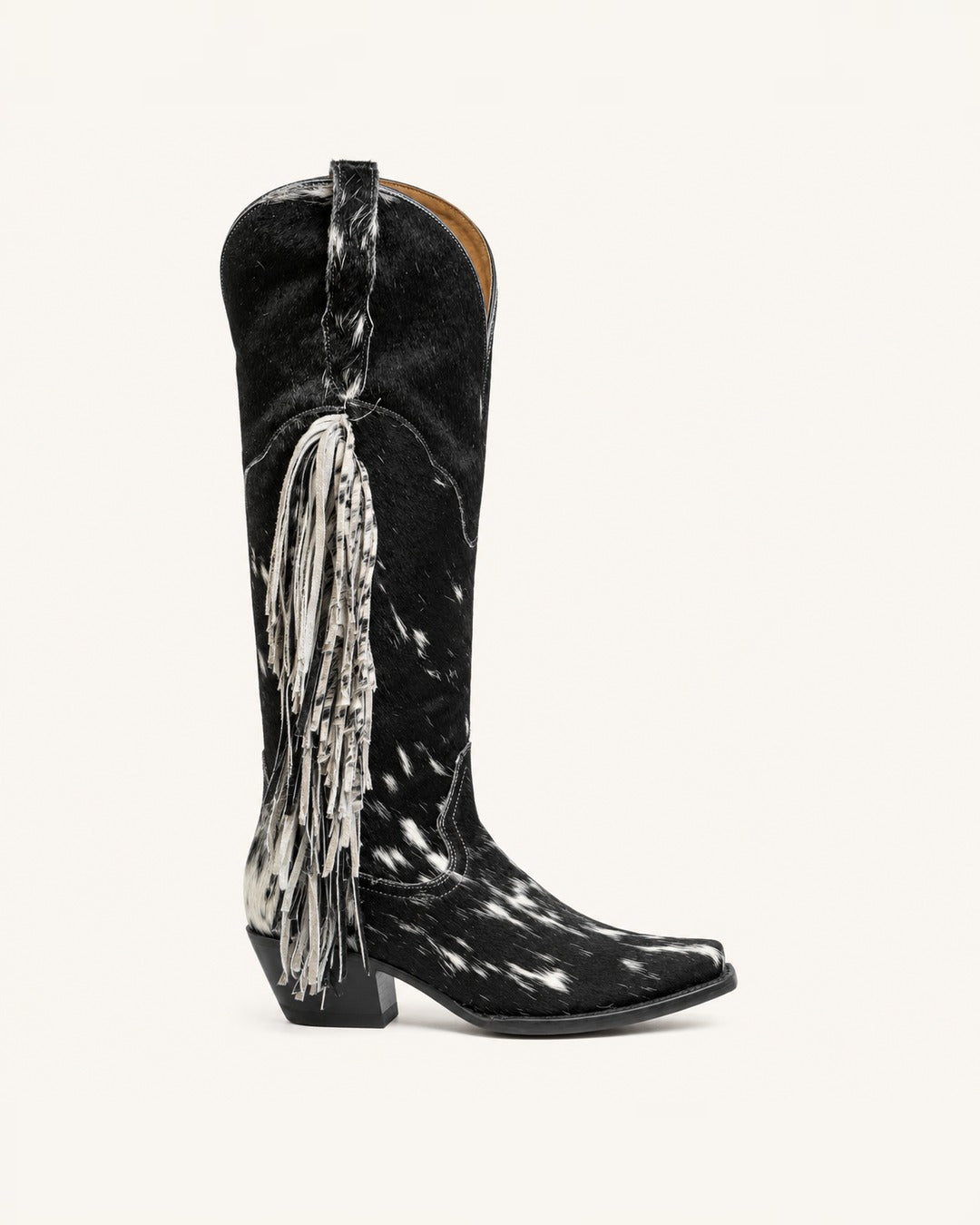 La Fiera Hair-On Cowhide Boot with Fringe