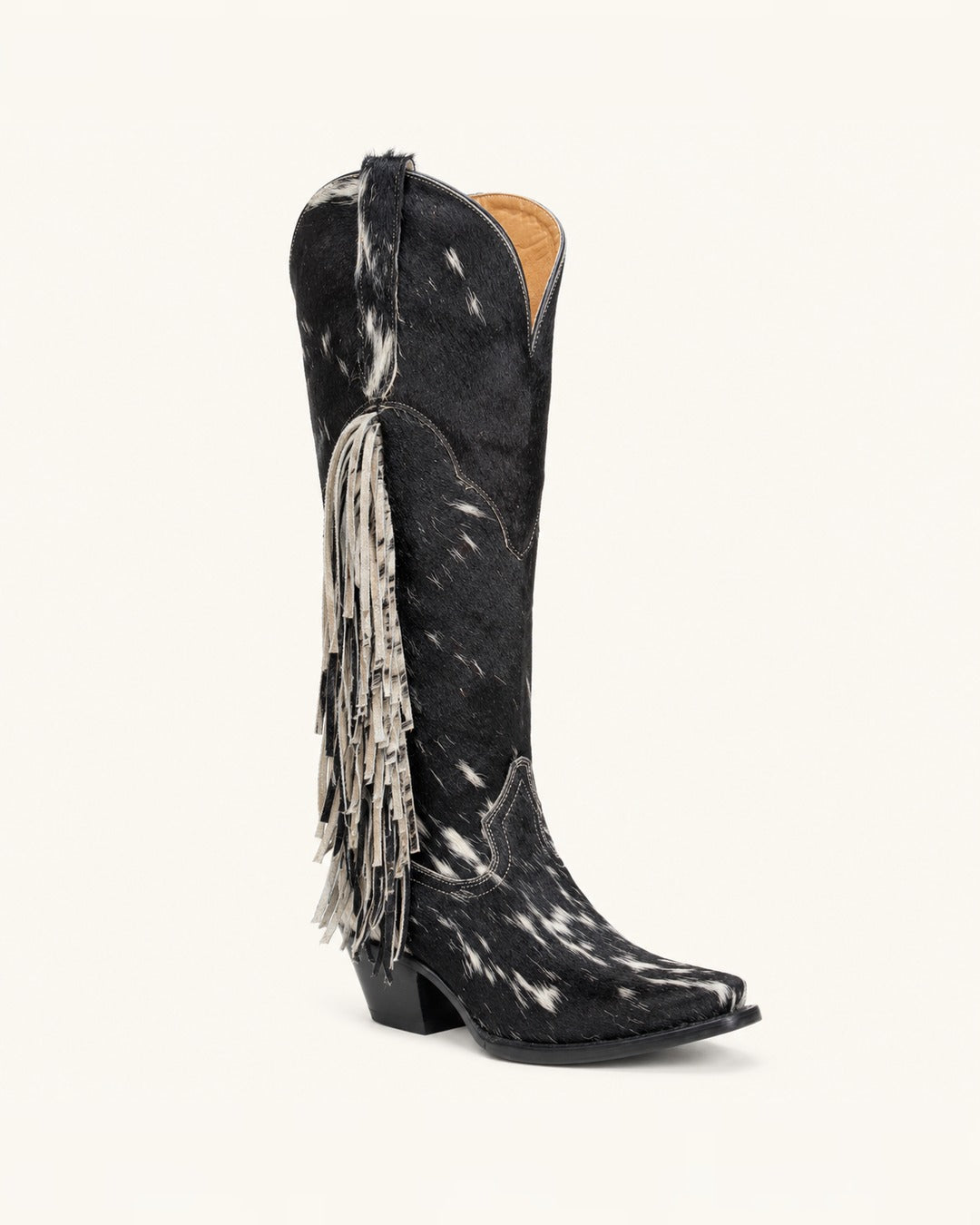 La Fiera Hair-On Cowhide Boot with Fringe