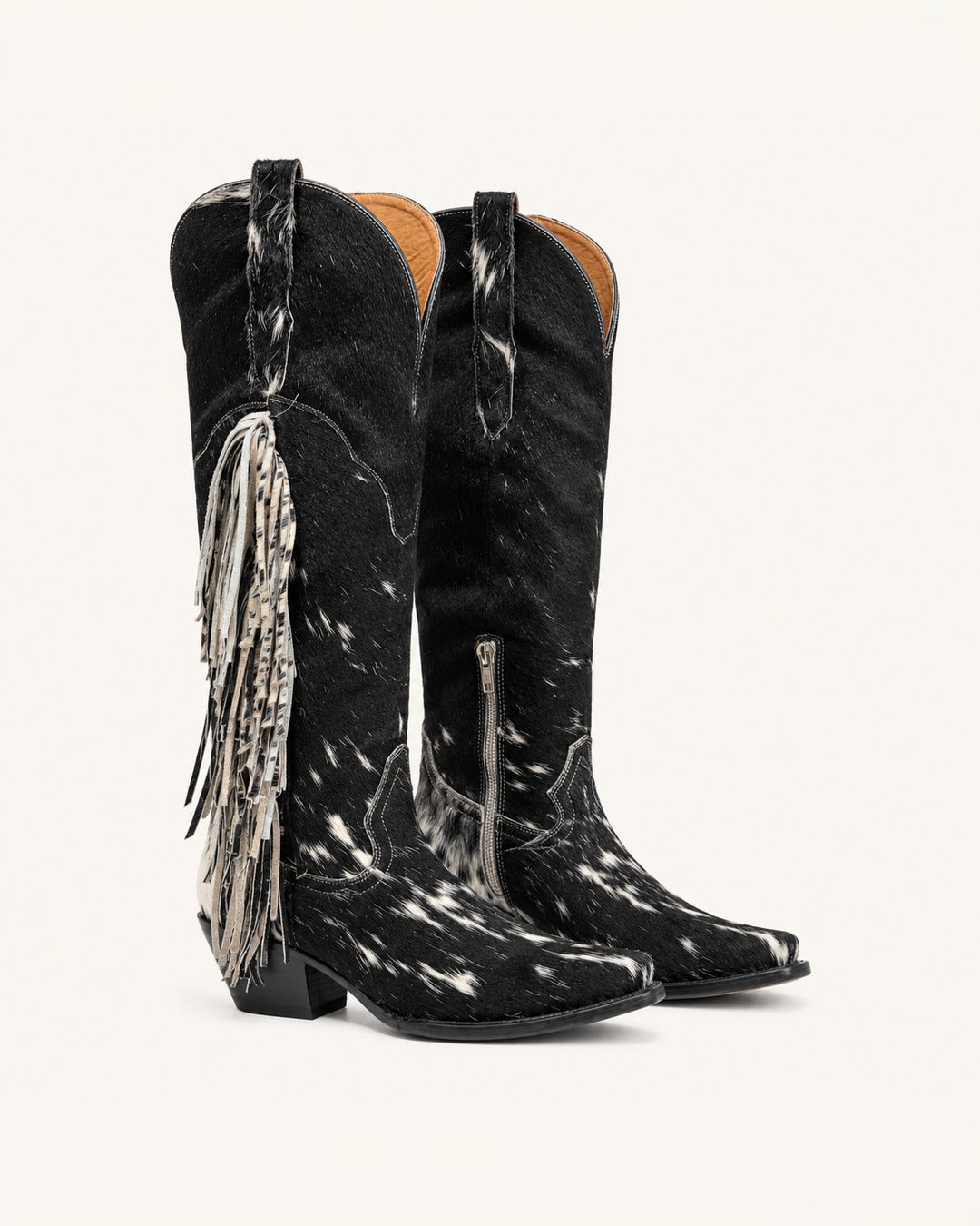 La Fiera Hair-On Cowhide Boot with Fringe