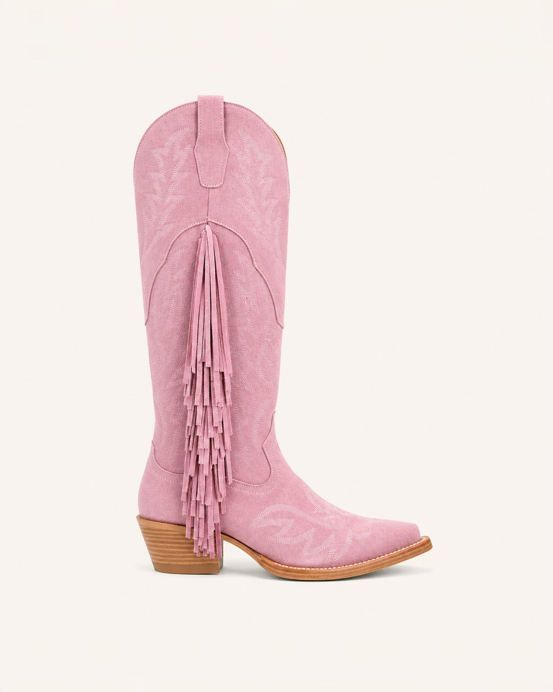 La Algodón Pastel Pink Boot with Fringe