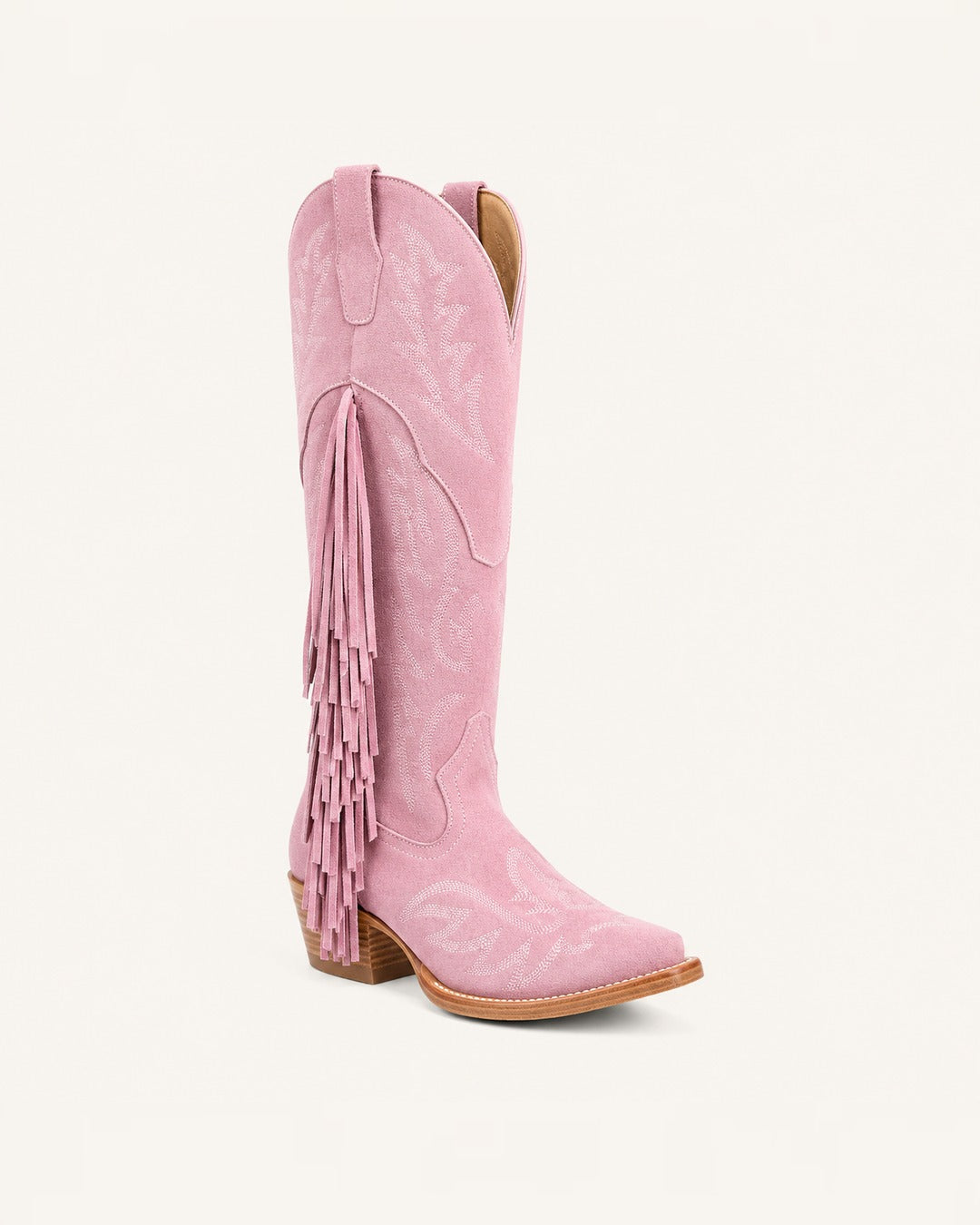 La Algodón Pastel Pink Boot with Fringe